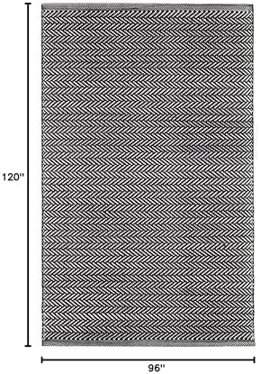 Dash & Albert Herringbone Black/Ivory Indoor/Outdoor Rug, 7'6"x9...