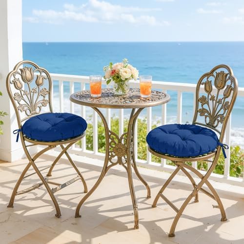 idee-home Outdoor Bistro Chair Cushions Set of 2, Round Seat Cushions