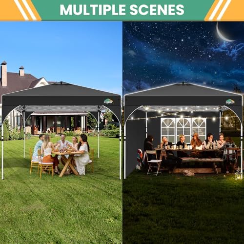 cobizi 10x10 pop up canopy with 3 sidewalls shown in use