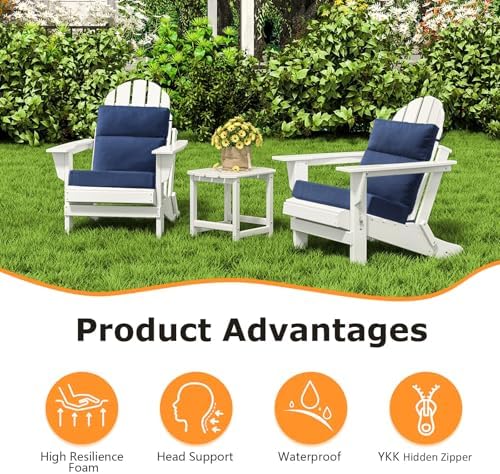 Unimatta Sunbrella Outdoor High Back Chair Cushion Seat Pads, 44 x 21 Inch Wa...