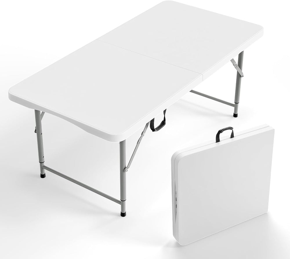VINGLI 4 FT Plastic Folding Camping Table,3-Level Adjustable Height, Portable...