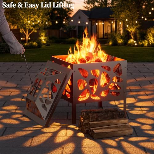 15.7 inch Small Fire Pit for Outside, Outdoor Wood Burning