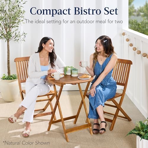 Best Choice Products 3-Piece Acacia Wood Bistro Set, Folding Patio Furniture ...