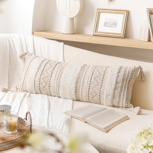 BlissBlush 14x36 Lumbar Pillow Cover for Bed, Rectangular Long Decorative Thr...