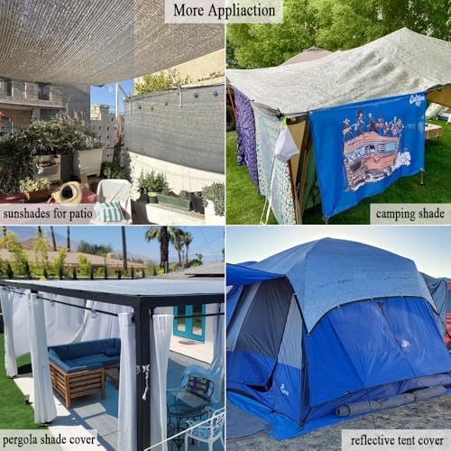 70% 12x25 FT Aluminet Shade Cloth for Car, RV and Camping