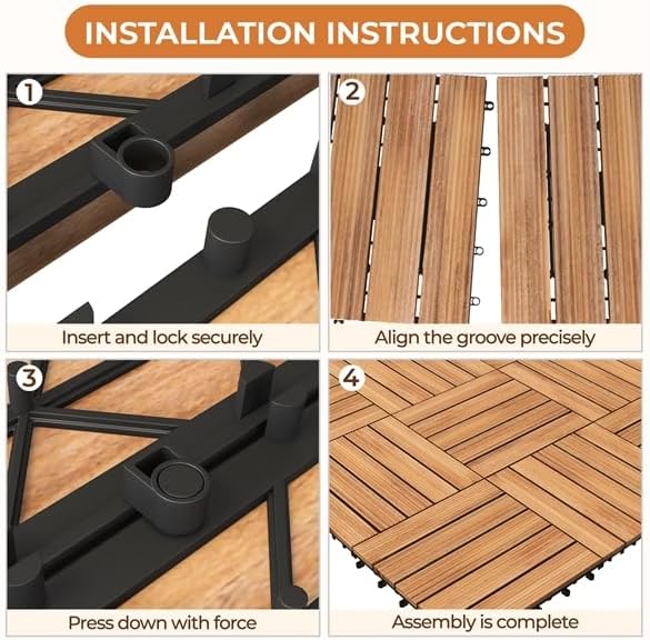 Yaheetech 27PCS Interlocking Deck Tiles Outdoor Patio Floor, Natural Wood