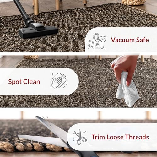 nuLOOM Elfriede Charcoal Solid Flatweave Area Rug, 5' x 8'