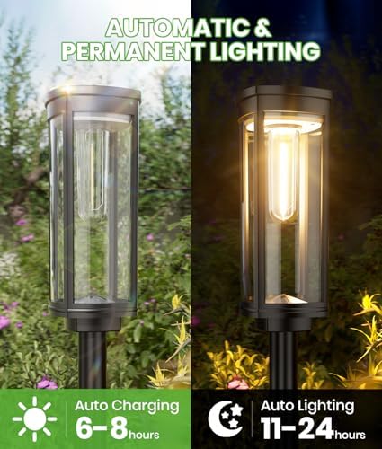BITPOTT Bright Solar Pathway Lights Outdoor, 8 Pack Solar Powered Garden Ligh...