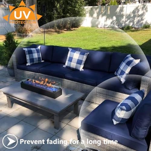 FLYMEI Patio Cushion Covers 25x25x5, Navy Blue, 4Packs