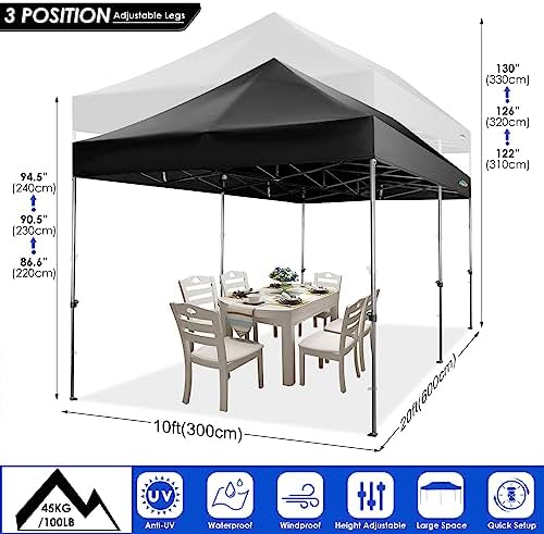 COBIZI 10x20 Heavy Duty Pop Up Canopy Tent with Sidewalls, Easy Up Canopy