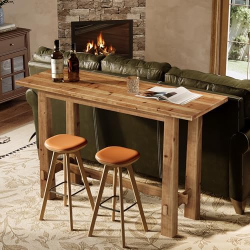 Solid Wood Bar Table, 63-Inch Farmhouse Bar Height Pub Table for Kitchen Dini...