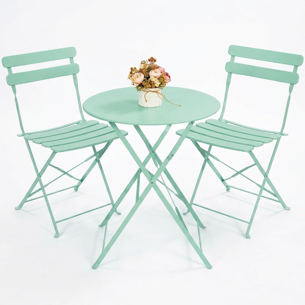 Kromax Outdoor 3Piece Patio Bistro Set,Folding Bistro Table and Chair,Green