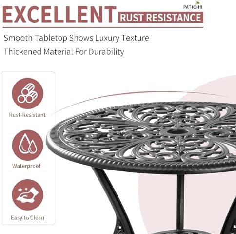 Outdoor Bistro Table and Chairs Set of 2, Outdoor Bistro Set 3 Piece with Umb...