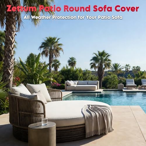 Zettum Outdoor Daybed Cover 75 Inch - 600D Patio Round Sofa Cover Waterproof ...