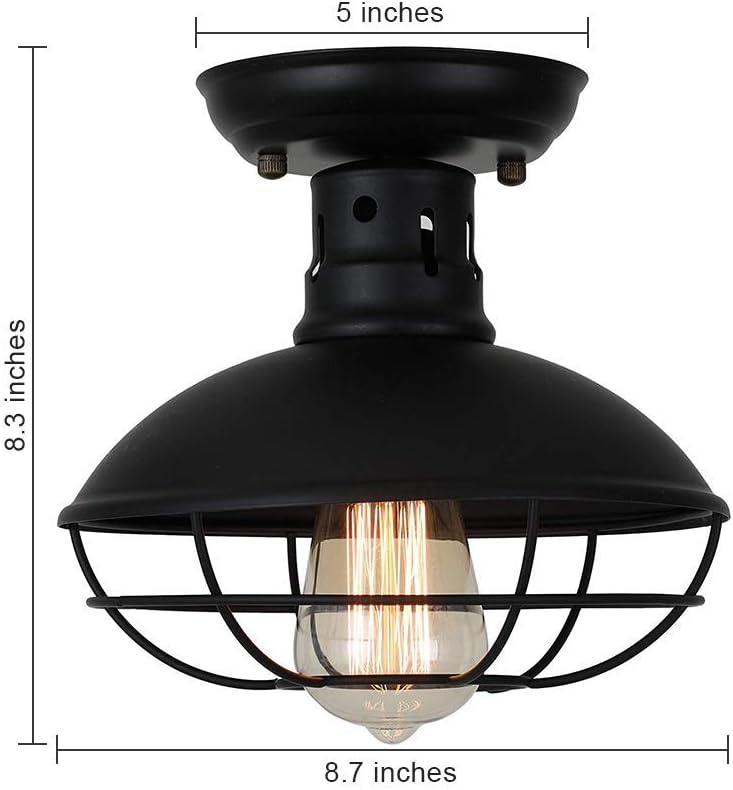Farmhouse Flush Mount Ceiling Light - Easric Industrial Ceiling Light Fixture...