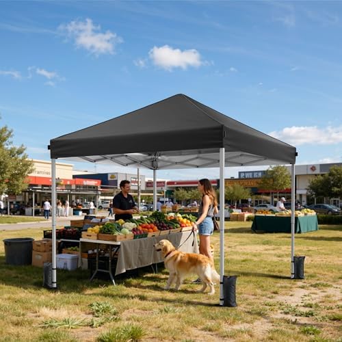 Driftalia 10x10 Pop Up Canopy Tent One-Push Center Lock, Portable Shelter
