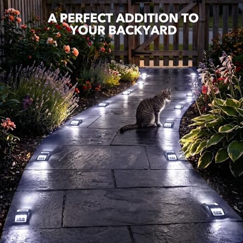 AGPTEK Solar Driveway Lights 12 Pack, White LED Deck Lights, Waterproof, Sola...