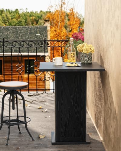 LITTLE TREE Bar Table with Storage Cabinet, 39.4" H Square High Top Pub ...