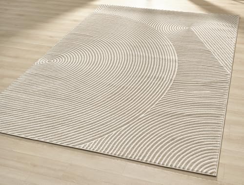 Abani Neutral Beige Area Rug | 9' x 12' Tan Geometric Carpet with Zen...