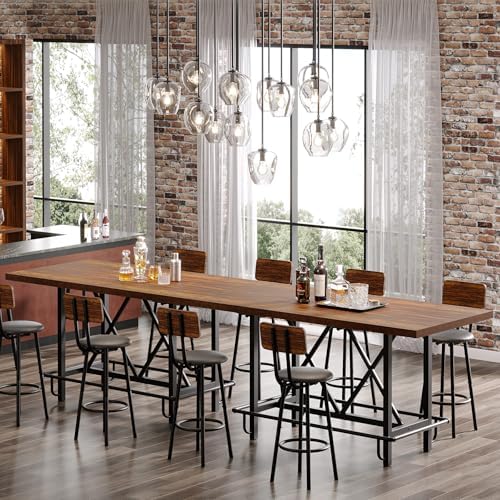 Tribesigns 63-Inch Counter Height Bar Table with Metal Footrest (Brown)