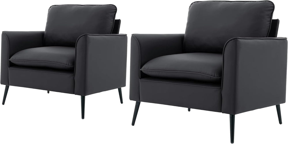 YISHENG Mid-Century Modern Living Room Accent Chairs Set of 2 - Oversized Fau...