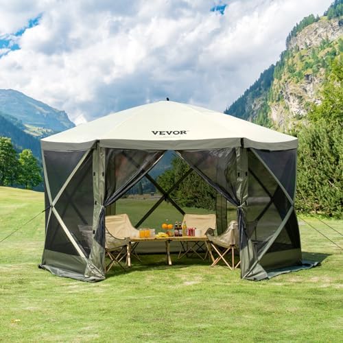 VEVOR 12x12ft Pop Up Gazebo Tent with Mosquito Netting, 6 Removable Wind Pane...