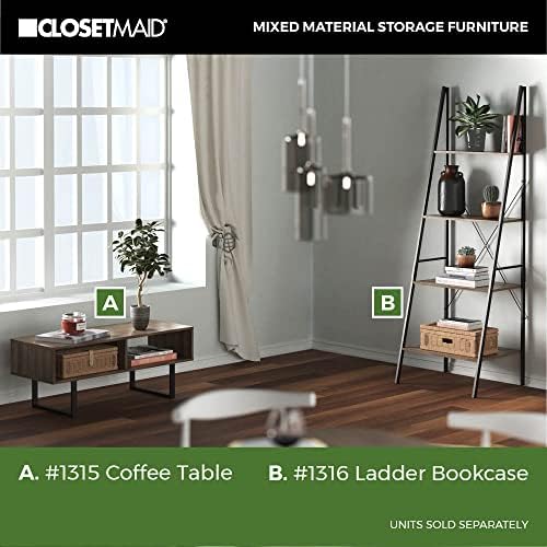 ClosetMaid Rectangular Wood Coffee Table with Storage Shelves, Narrow, 39.45&...