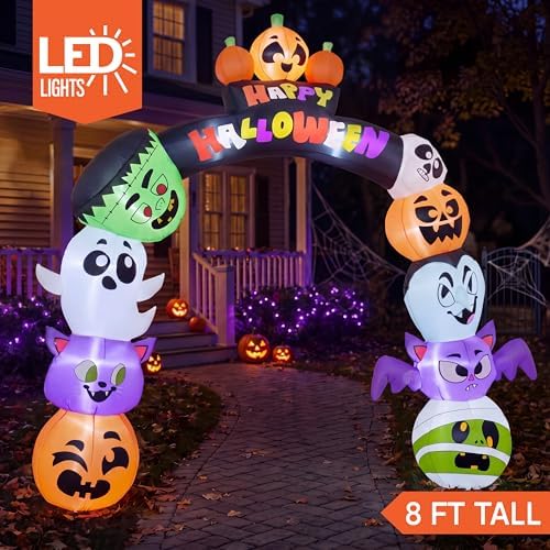 Joiedomi 8 FT Cute Halloween Inflatables Pumpkin Archway Outdoor Decoration, ...