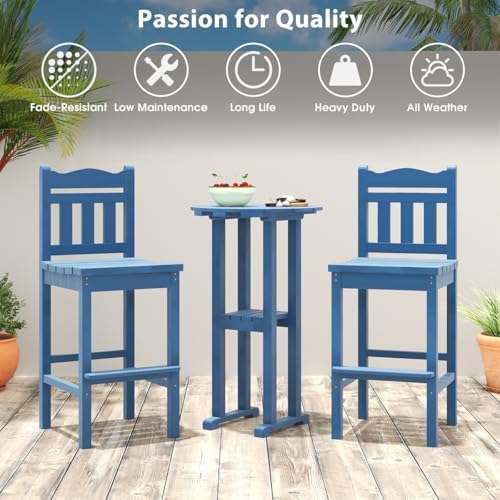 Sundale Outdoor Tall Adirondack Bar Chair Set of 2, HDPE Patio Bar Stools