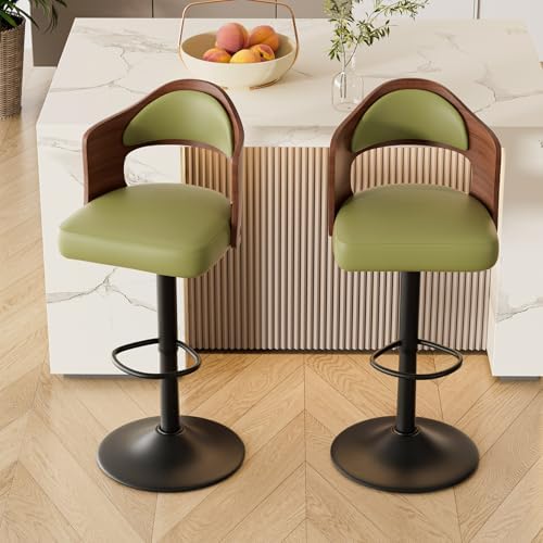 Swivel Bar Stools Set of 4,Bentwood Adjustable Height Barstools