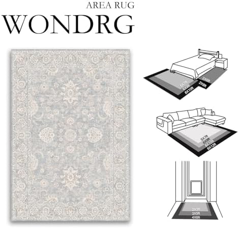 8x10 Blue Cream Neutral Area Rug