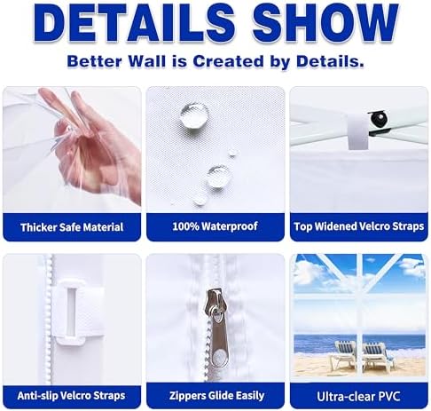 SCOCANOPY SideWall with Window for 10x10 Canopy Frame, 2 Pcs Sunwalls Only,White