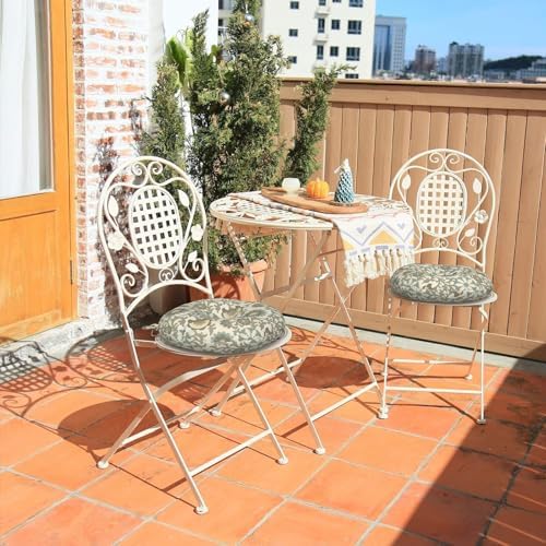 LVTXIII Outdoor Bistro Chair Cushions, 15"x15"x4" Round Patio ...