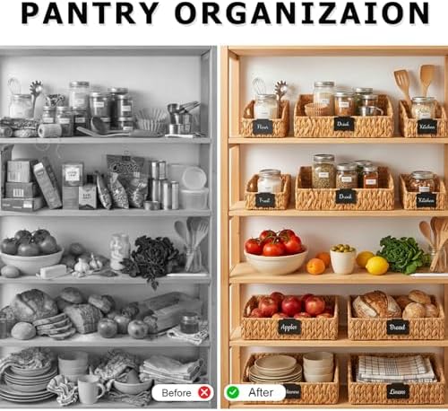 Pantry Baskets and Organizers, Large Wicker Baskets for Shelves, Handwoven La...