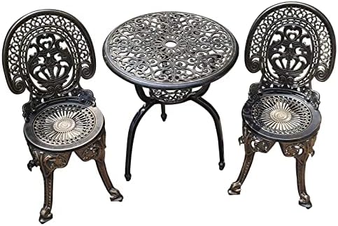 YKSY&YKSY Patio Bistro Set.Rust-Resistant Cast Aluminum Bistro Table Set ...
