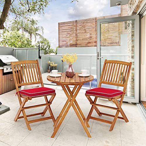 HAPPYGRILL 3 Pieces Patio Bistro Set Table & Chair with Cushions Foldable...