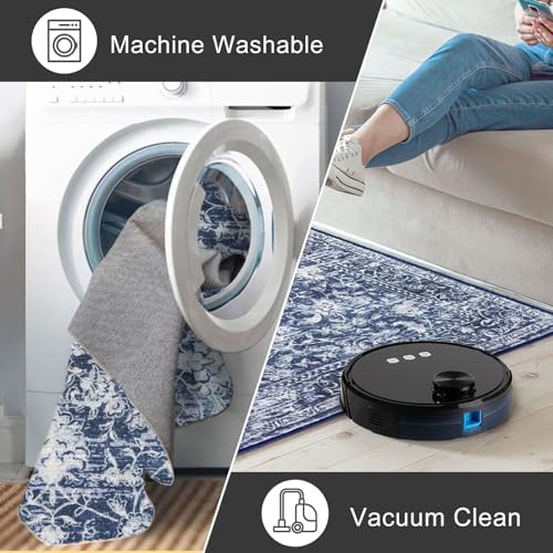 KILOCOCO Area Rug 9x12 ft Living Room Rug Washable Rugs Non Slip Rugs, Blue