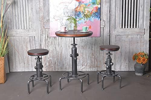 Topower Industrial Bar Table 31.5-41.3" Adjustable Pub Table Kitchen Din...