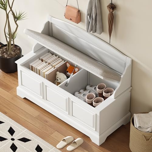 LUMISOL Shoe Storage Bench with Seating, 41.7” Farmhouse Entryway Bench with ...
