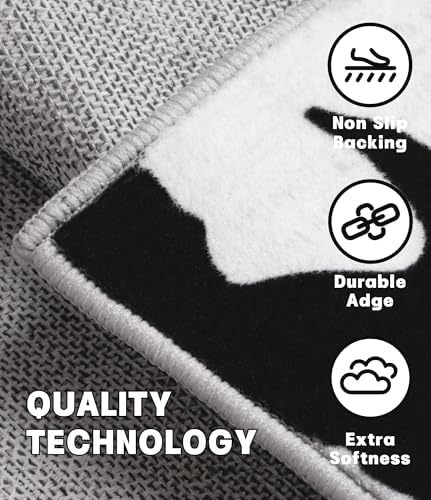 YIHOUSE Modern Area Rugs for Bedroom,5x7 Washable Black and White Rug, Thin A...