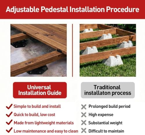 26-Pack Adjustable Deck Support Pedestals, 1-3/16"-2-3/8" H, Black