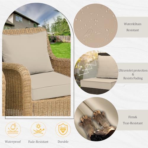 22x24“ Outdoor Deep Seat Cushions Set of 2, Patio Replacement Foam Cushions f...