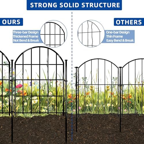 17in X 28ft Decorative Garden Fence, 26 Panels Rustproof Metal No Dig Fence, ...