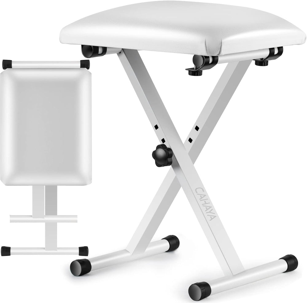 CAHAYA Piano Bench X-Style Adjustable Height Keyboard Bench Padded Keyboard S...