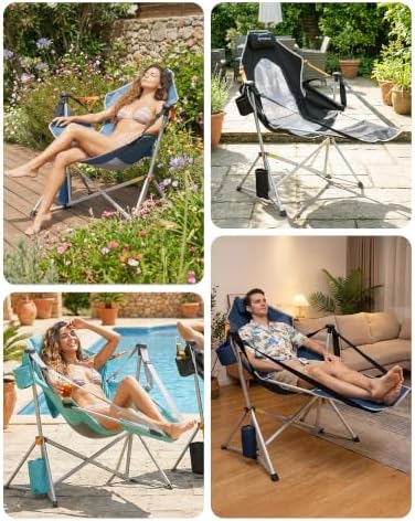 KingCamp Hammock Camping Chair with Footrest & Breathable Mesh Back 400 lbs