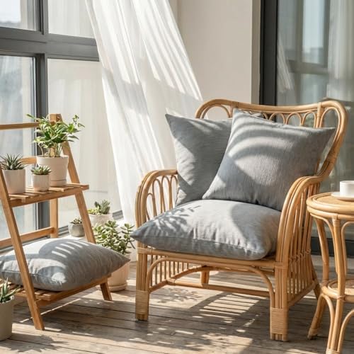 Set of 4 Grey Throw Pillow Covers 20x20 Inch, Neutral Boho Farmhouse Aestheti...