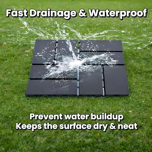 Plastic Interlocking Deck Tiles (44 PCS), 12x12 Inches Waterproof Outdoor Pat...