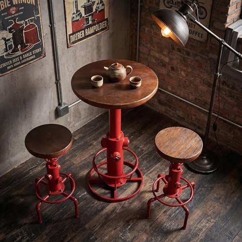 Topower Industrial Bar Table 38.58-48.43" Adjustable Pub Table Kitchen D...