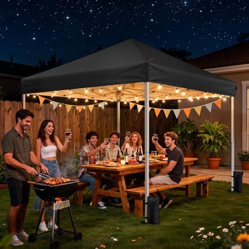 Driftalia 10x10 Pop Up Canopy Tent One-Push Center Lock, Portable Shelter