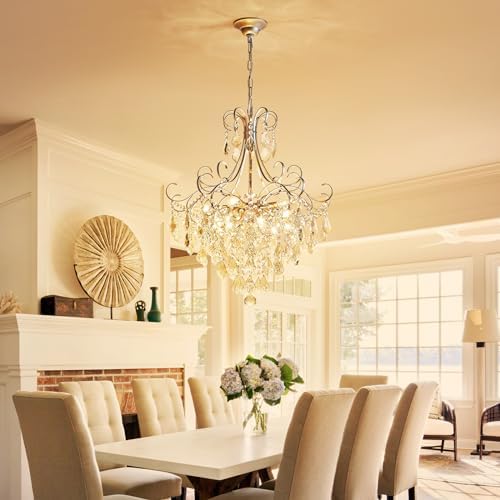 WUZUPS Crystal Chandelier 10-Light Pendant Ceiling Light Modern Lighting Fixt...